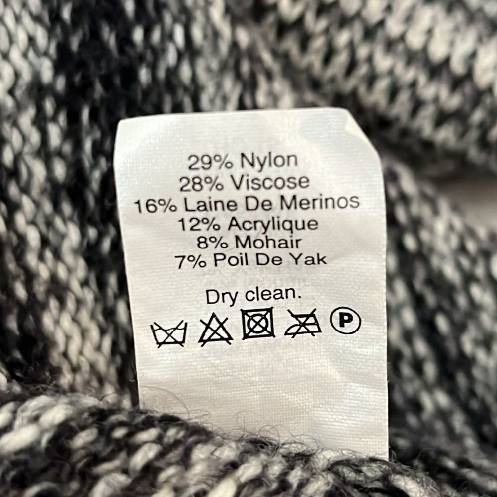 Madewell Cropped Boatneck Sweater Womens Size Medium Black White Threadmix - Picture 9 of 9